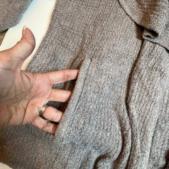 Barefoot Dreams CozyChic Lite Coastal Cardi Cardigan XL Brown Beige Waffle Cabin - Picture 6 of 9